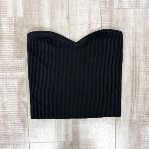 Urban Outfitters Sweetheart Neckline Ribbed Strapless Top Black Size Small
